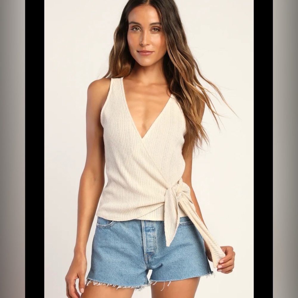 Lulu's Cream Knit Wrap Tank Top